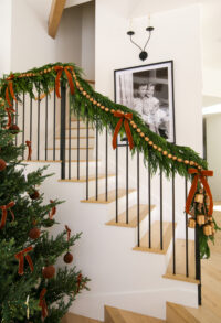 holiday christmas garland staircase decor
