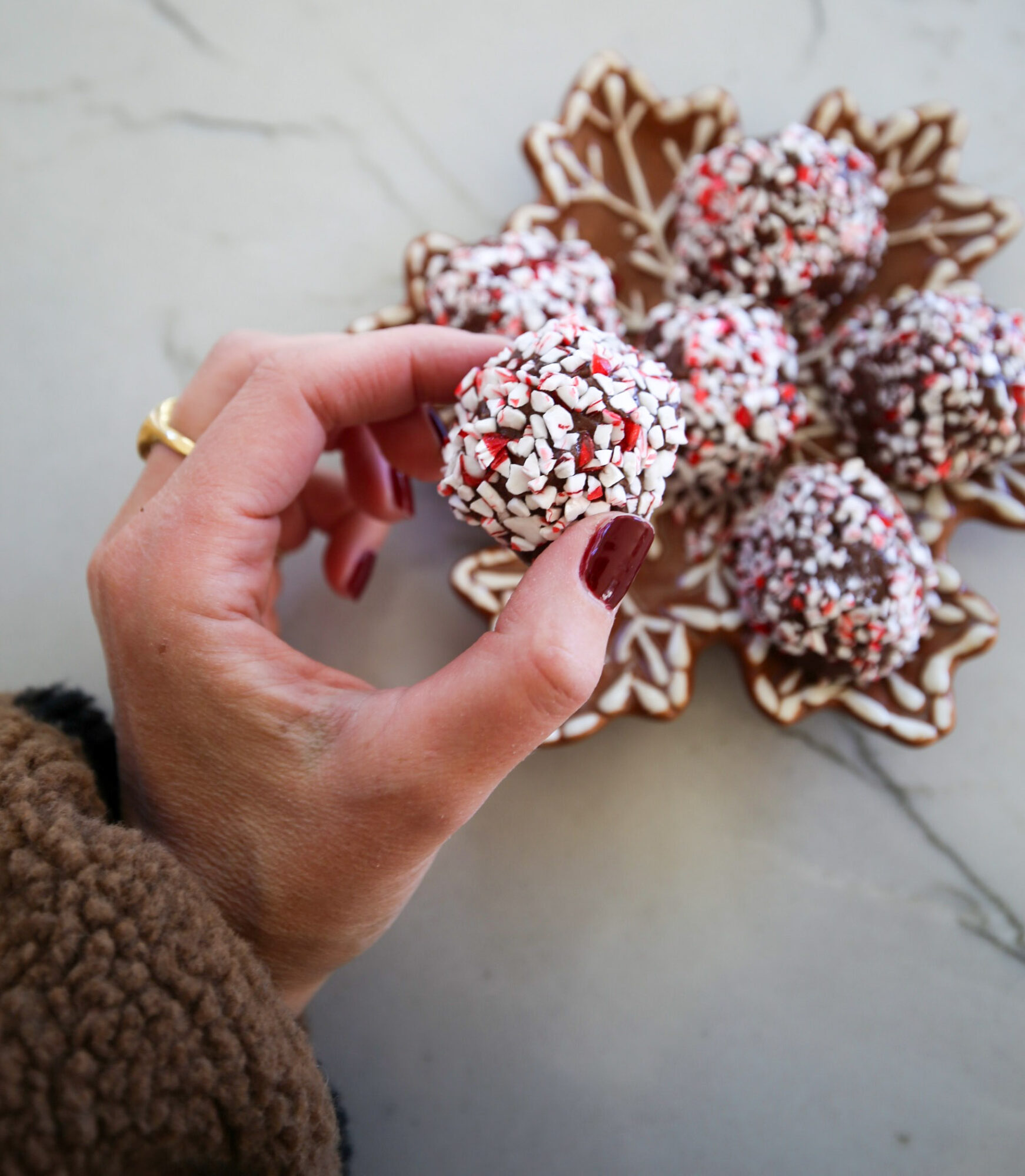 chocolate protein peppermint balls