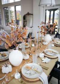 modern country neutral thanksgiving table