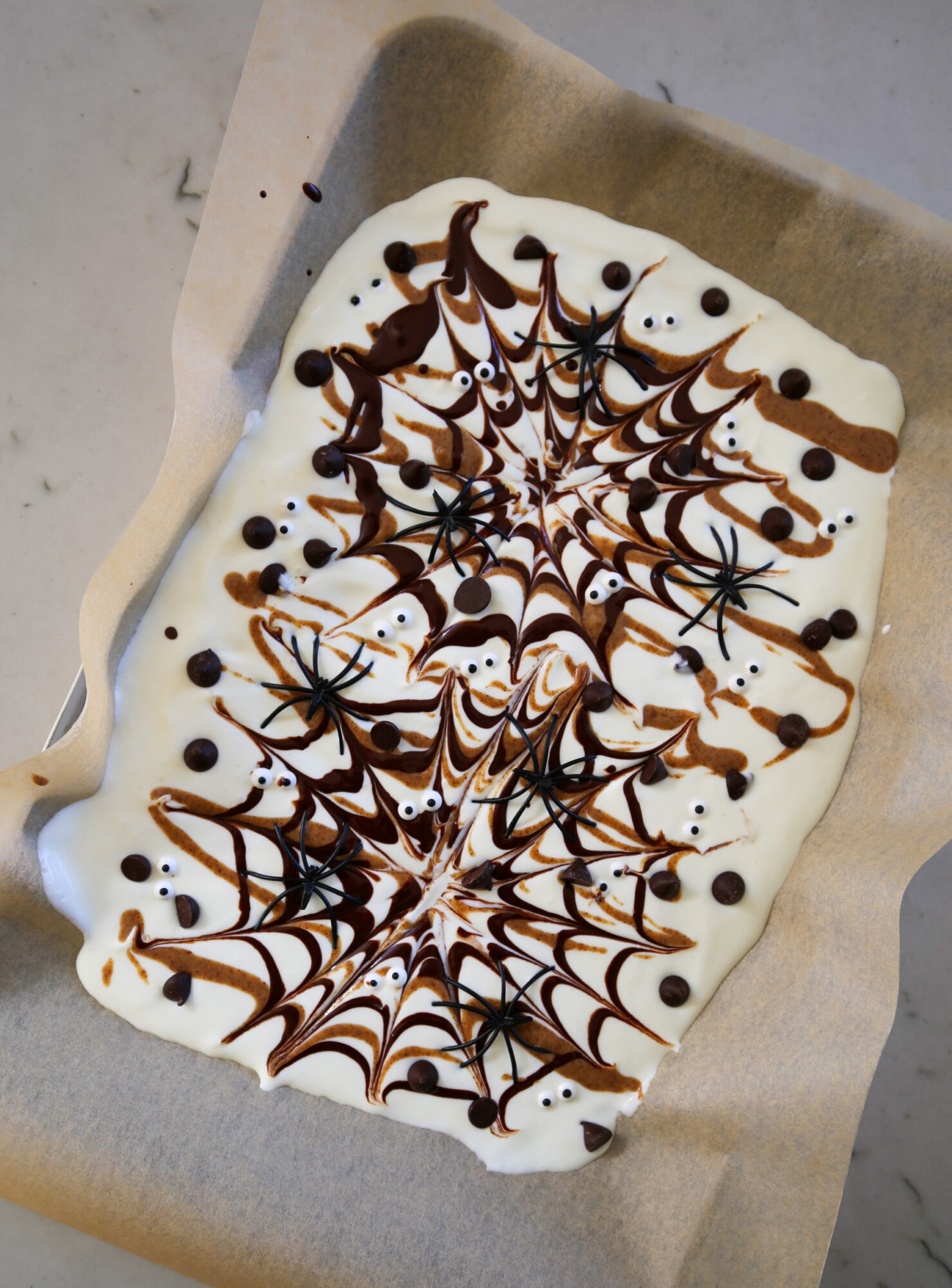 halloween yogurt spider web bark
