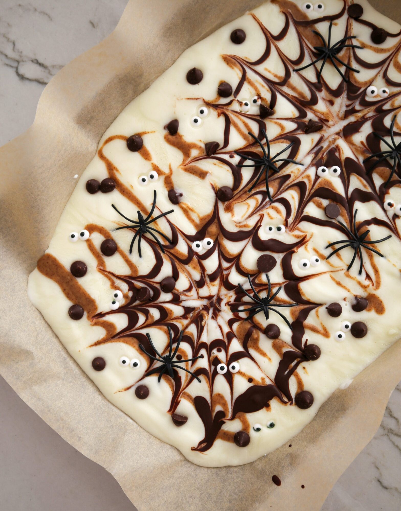 halloween yogurt spider web bark