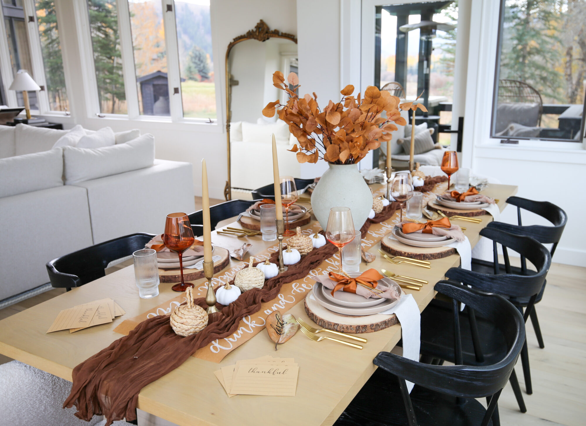 brown and amber thanksgiving table