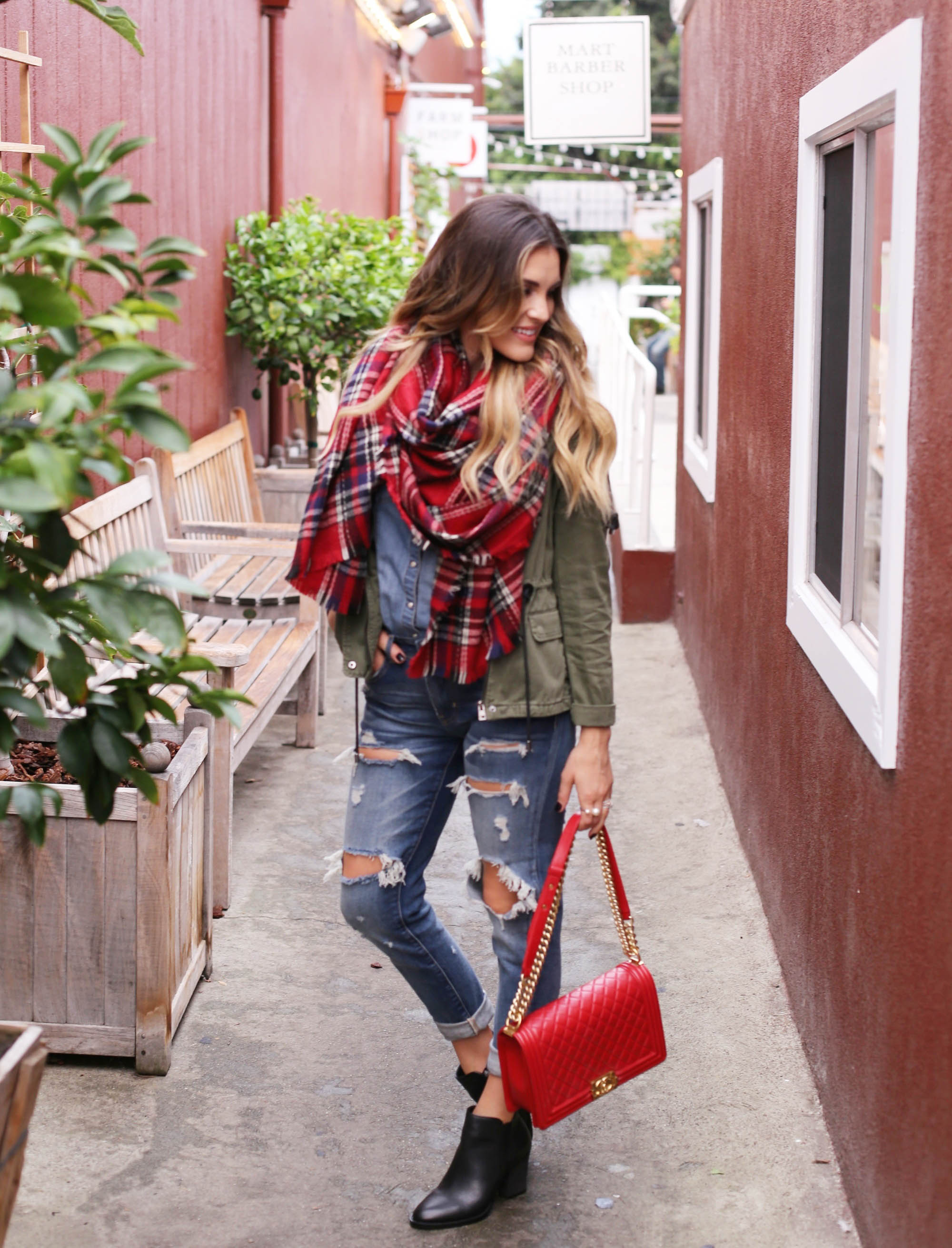 plaid boyfriend jean vince camuto boots