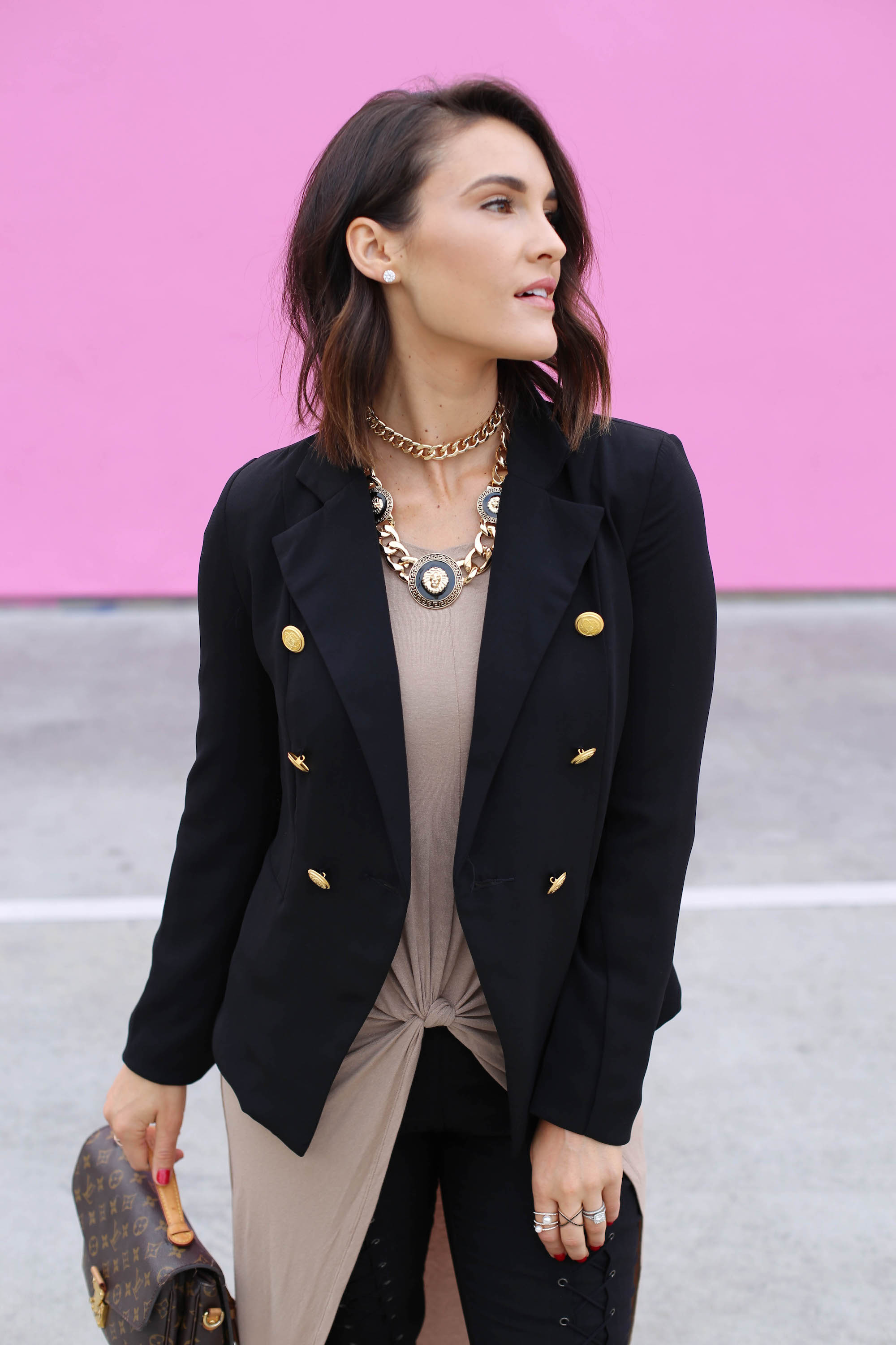 laced up leggings pink wall
