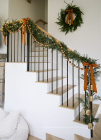 layering garland staircase christmas decor