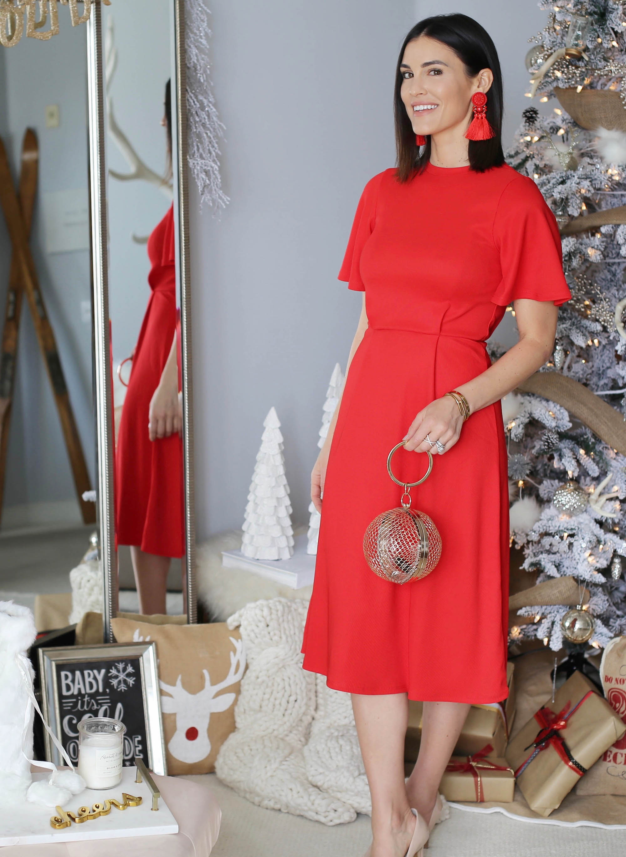 lady in red dress
