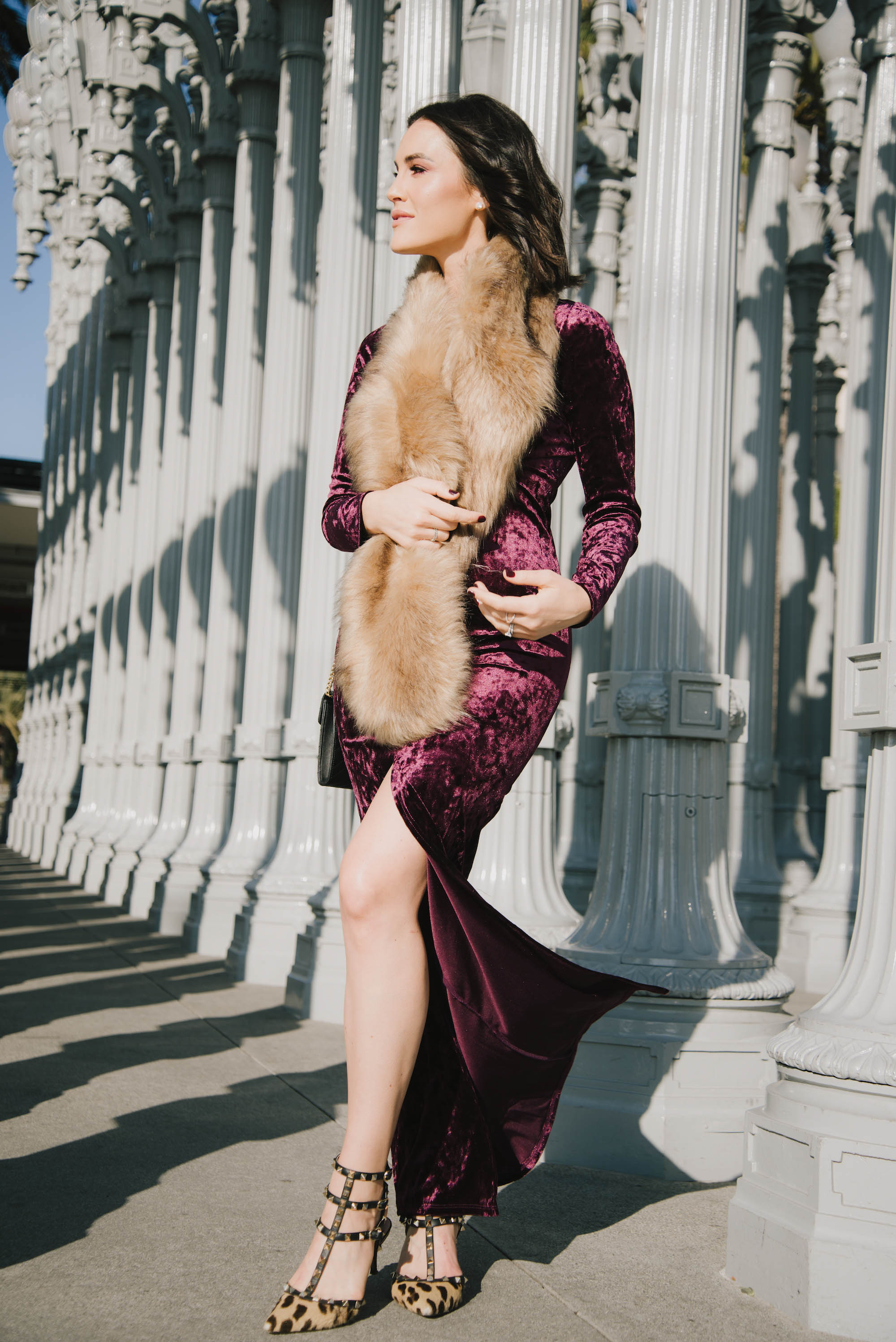 holiday dress velvet fur