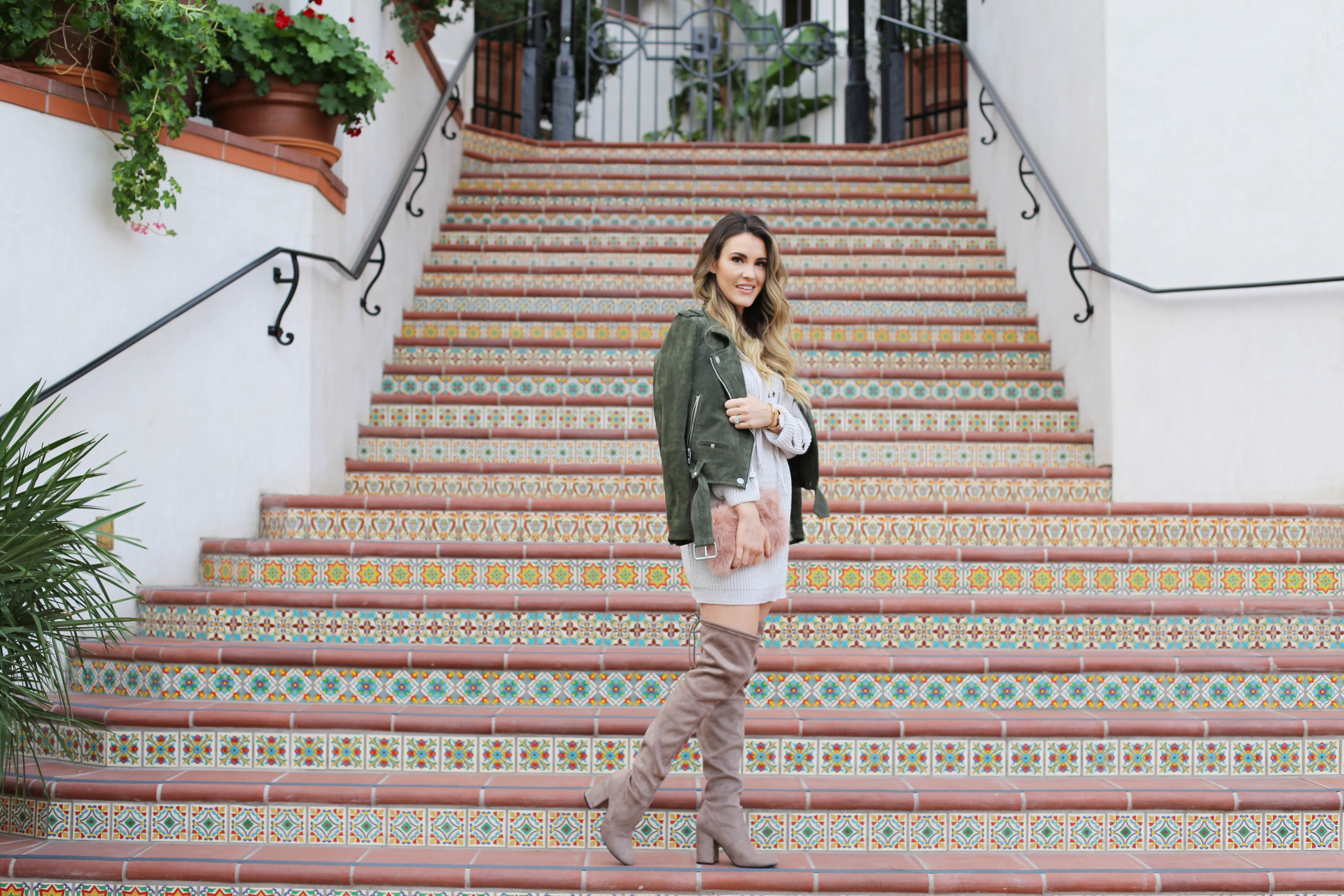 suede sweater dress styled by kasey