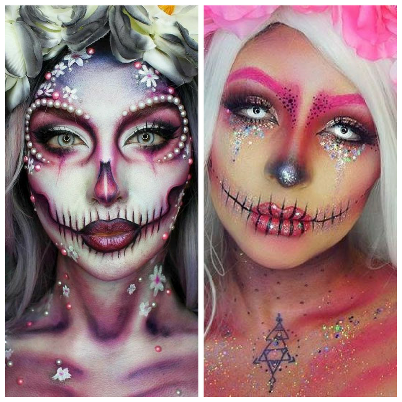 pink skull makeup