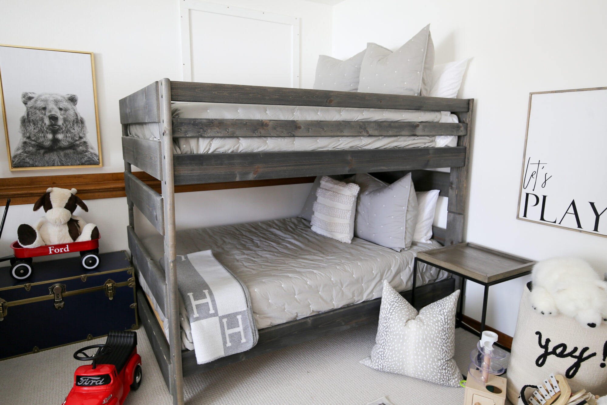 bunk and play room before and after