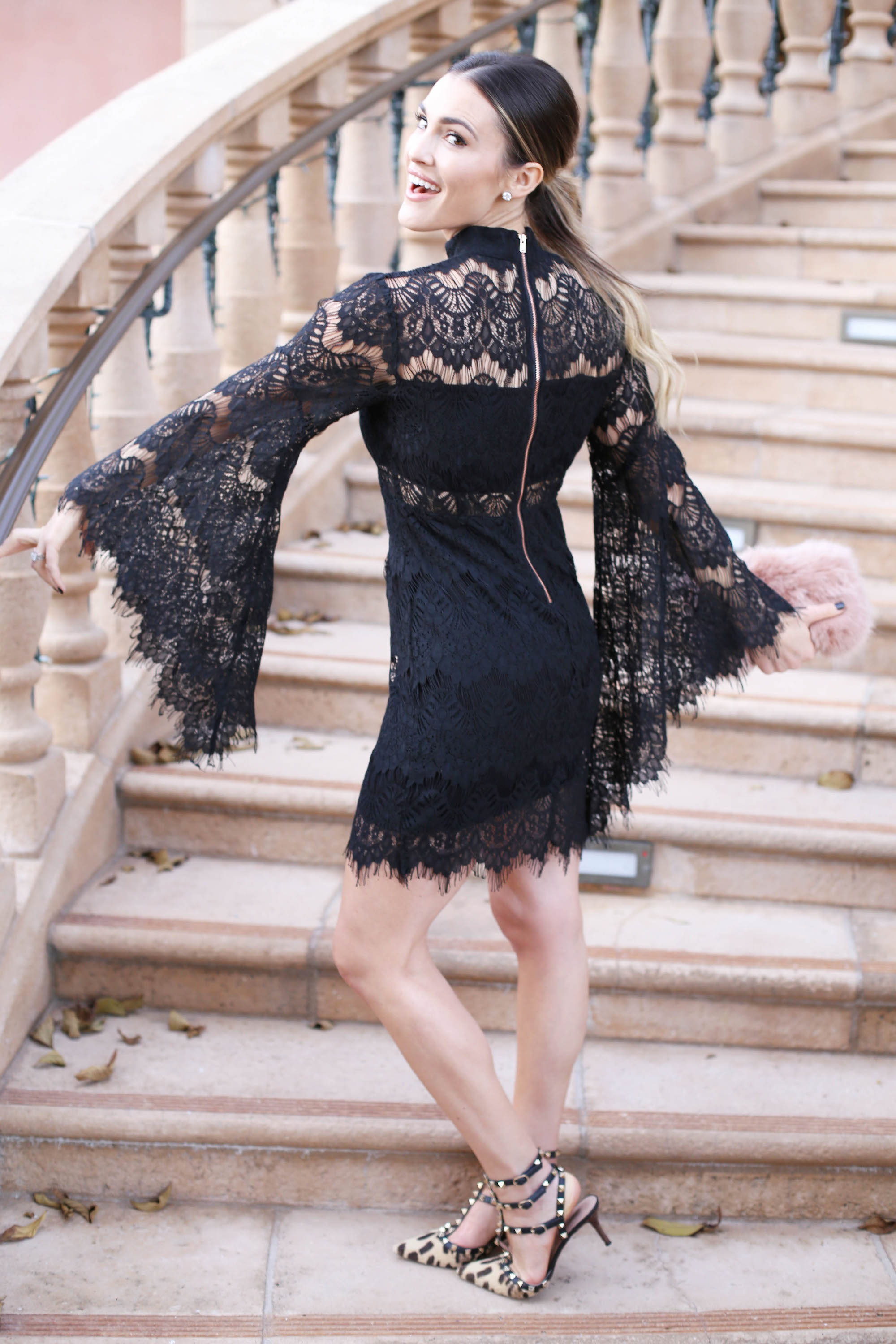 lace bell sleeves styled by kasey