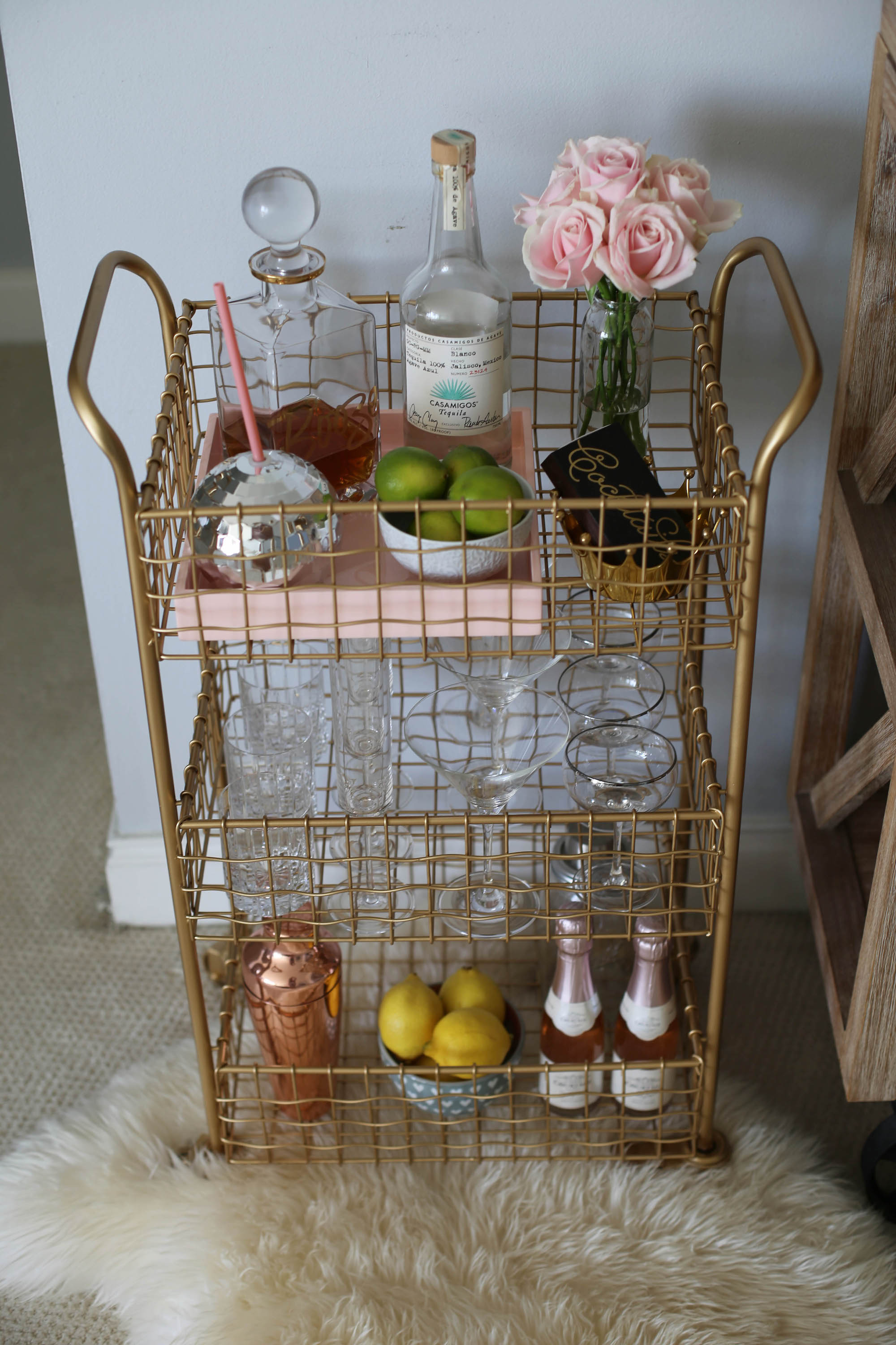 gold min bar cart