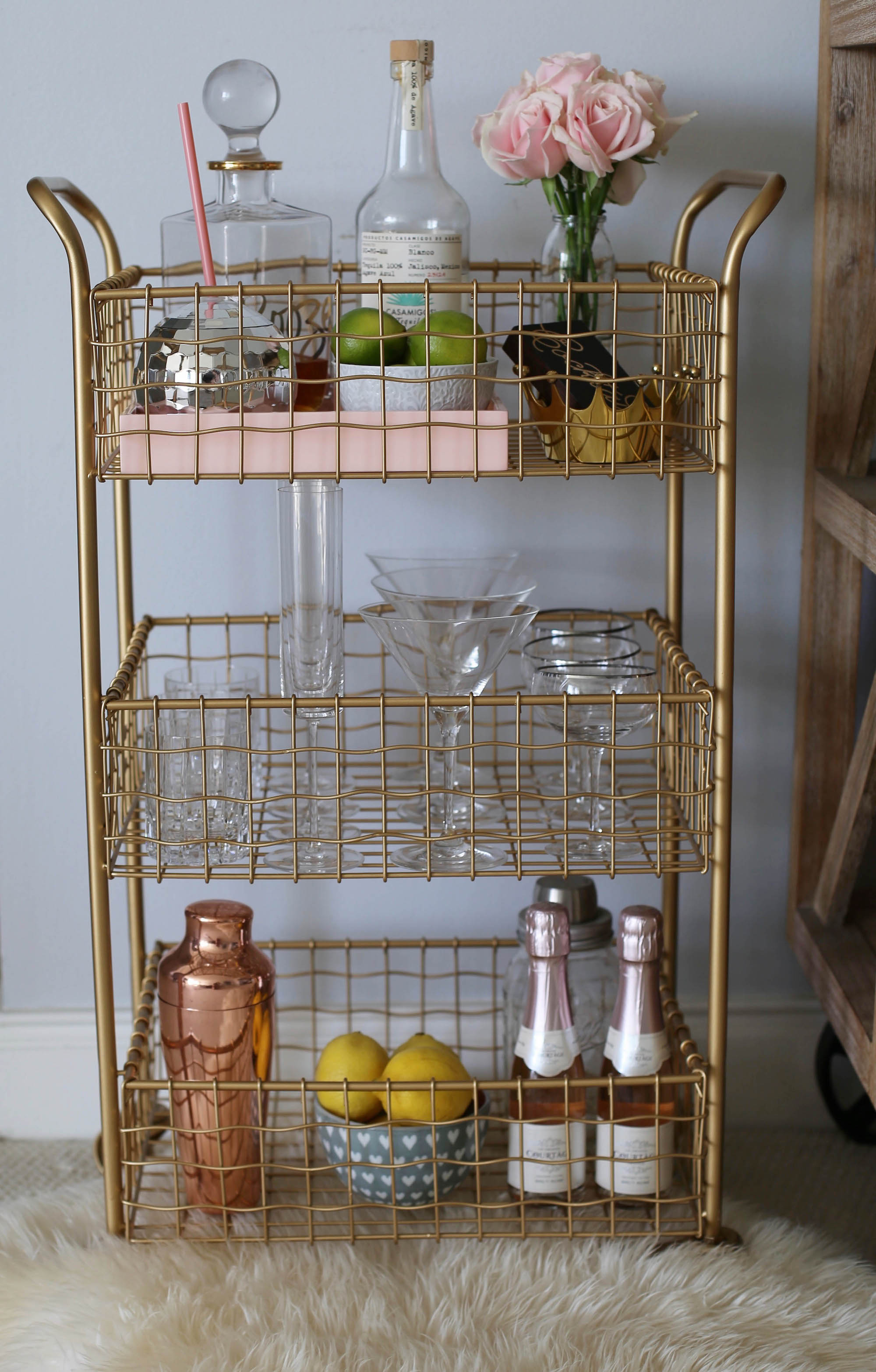 gold cart mini bar cart