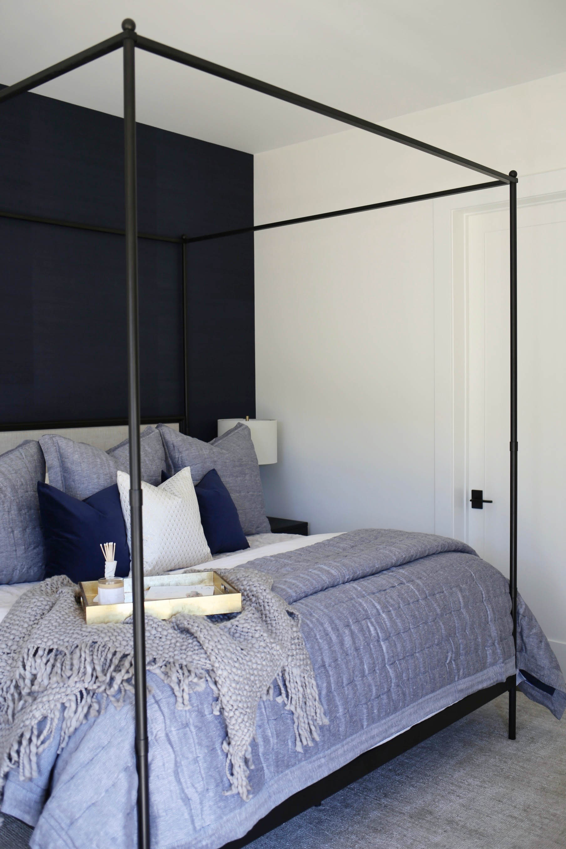 navy bedroom leesa mattress