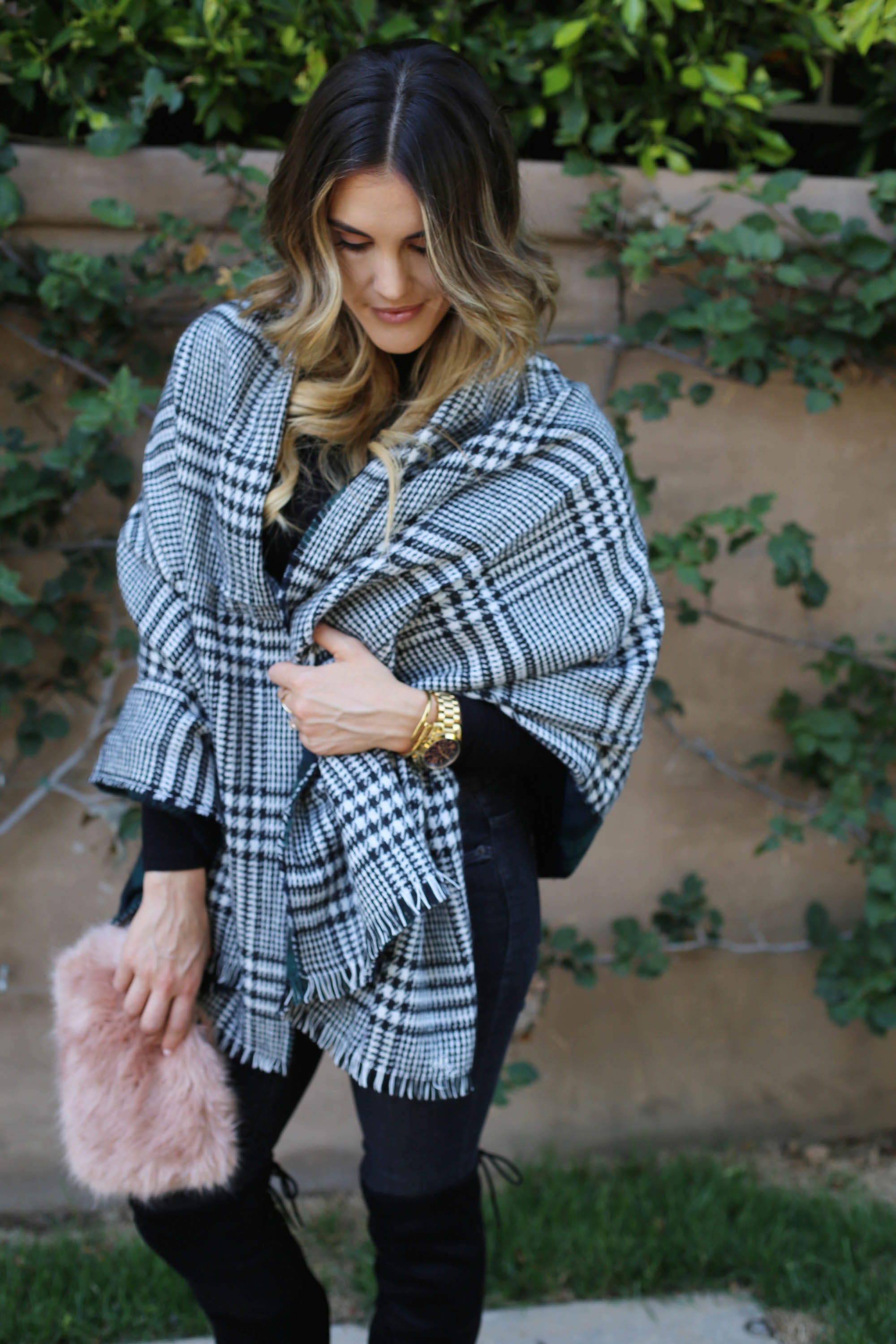black out blanket scarf styled by kasey