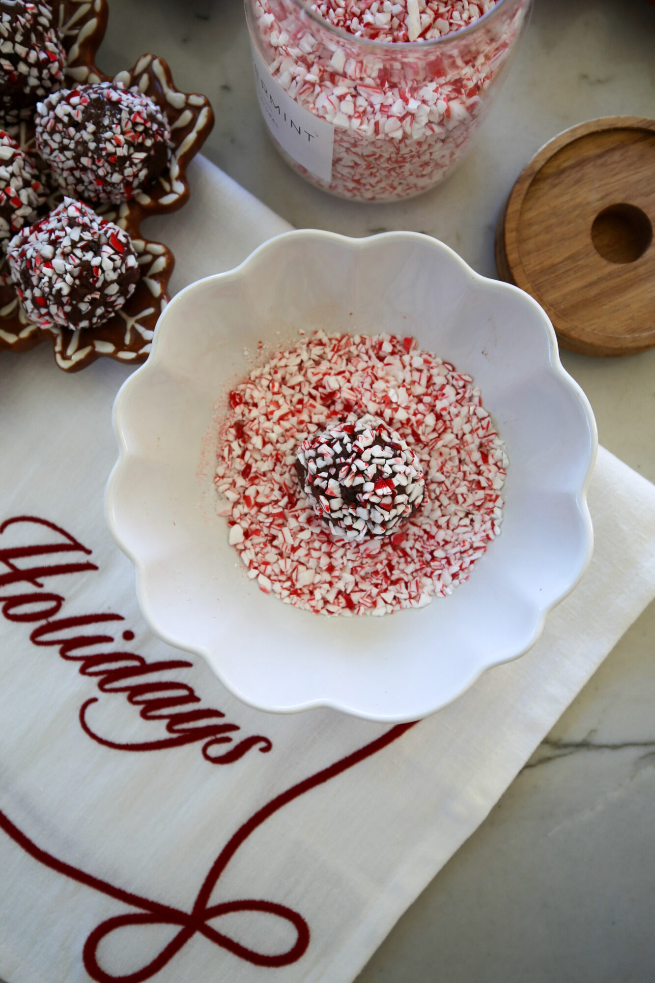 chocolate protein peppermint balls
