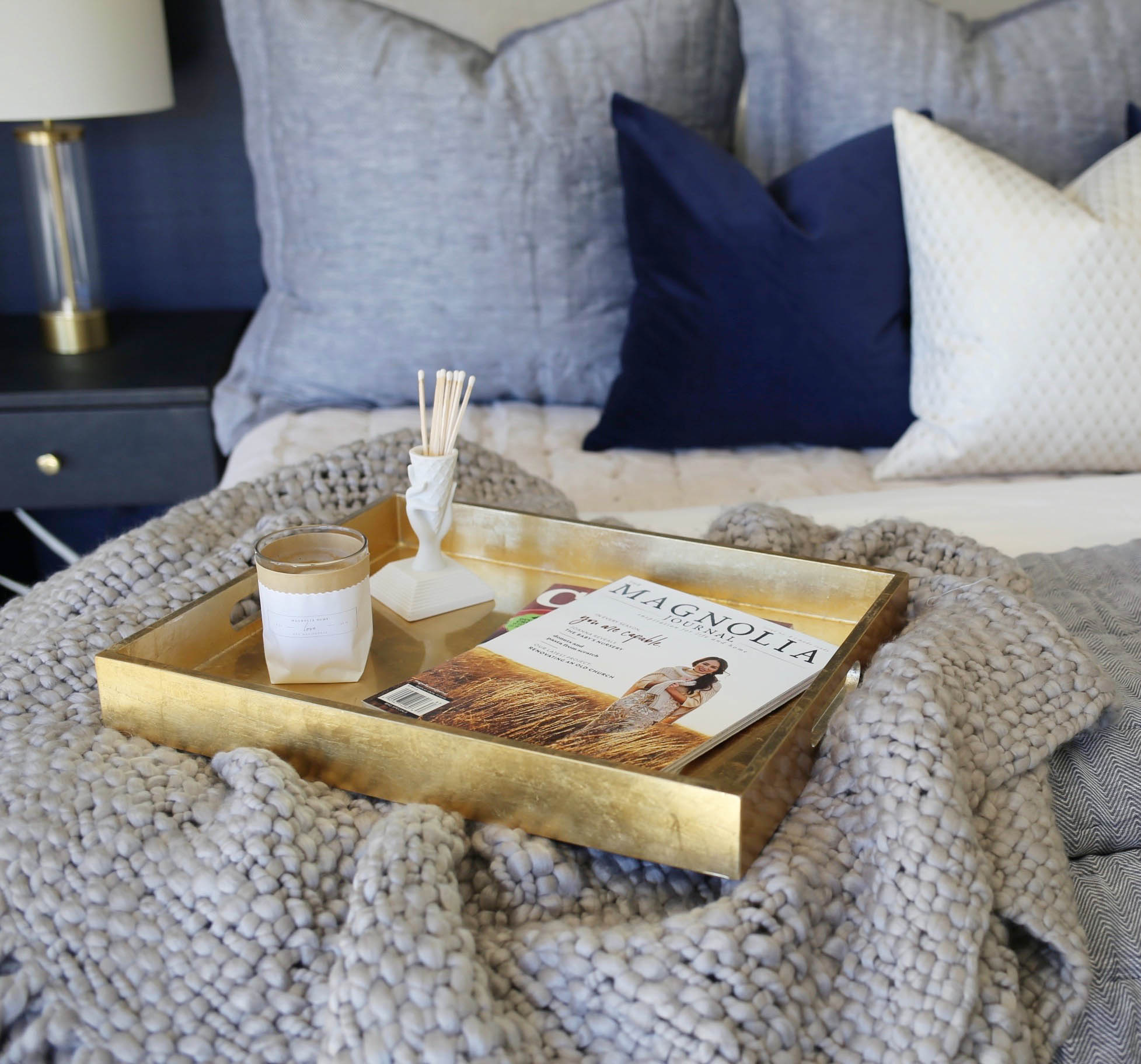 navy bedroom leesa mattress