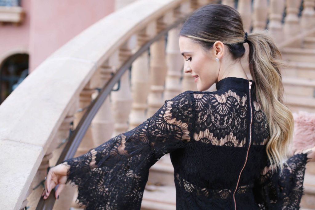 lace bell sleeves styled by kasey