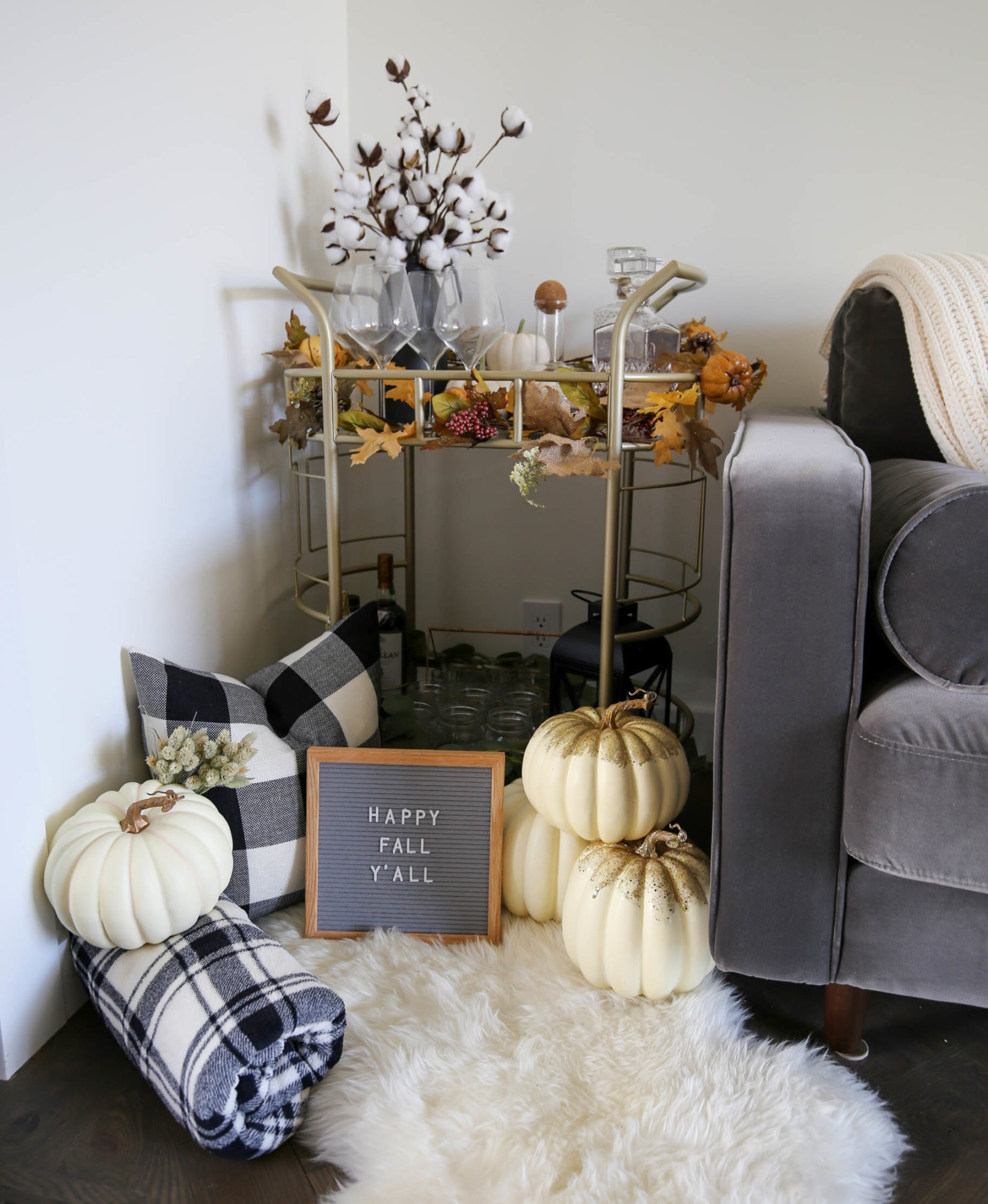 fall bar cart styling