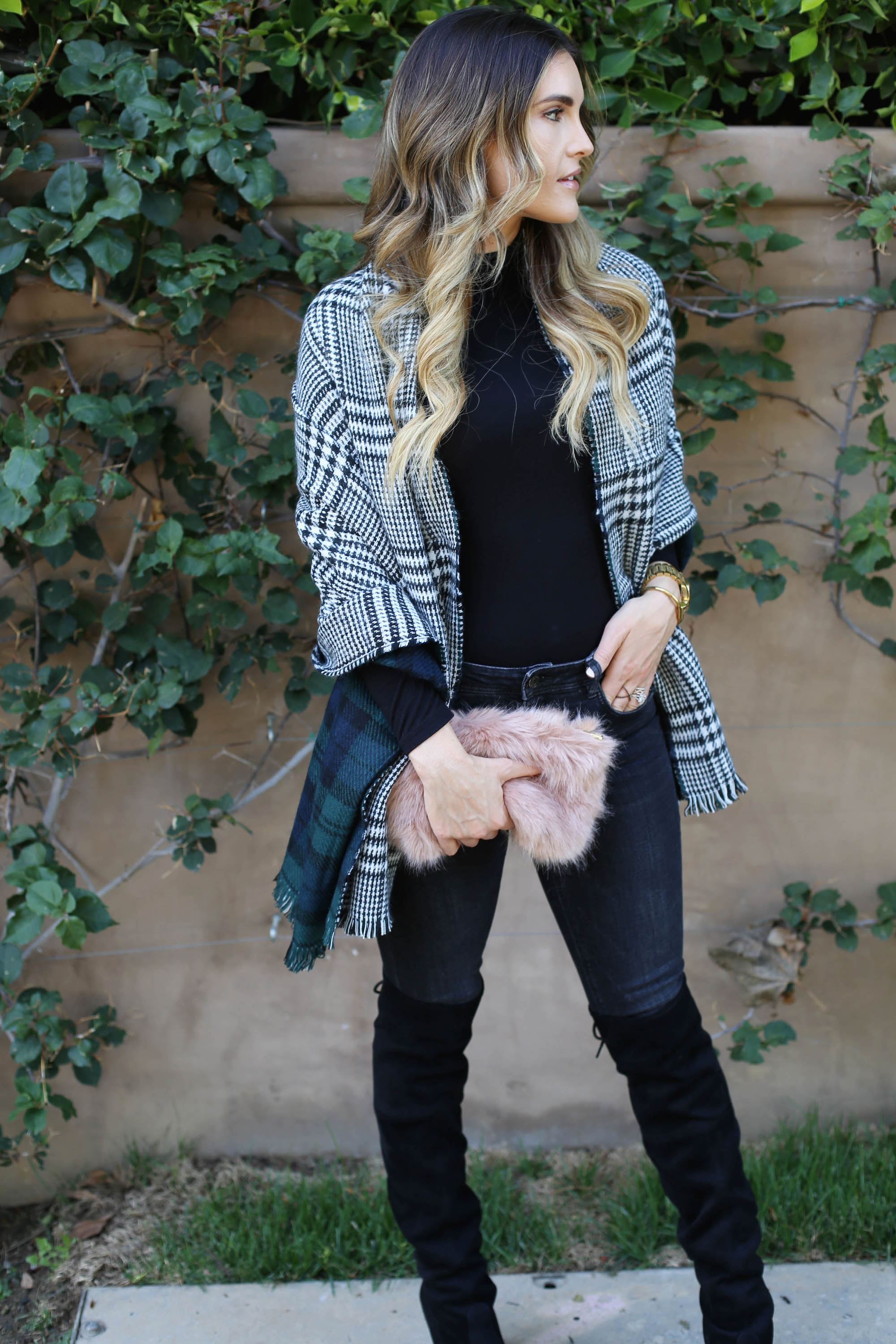 black out blanket scarf styled by kasey