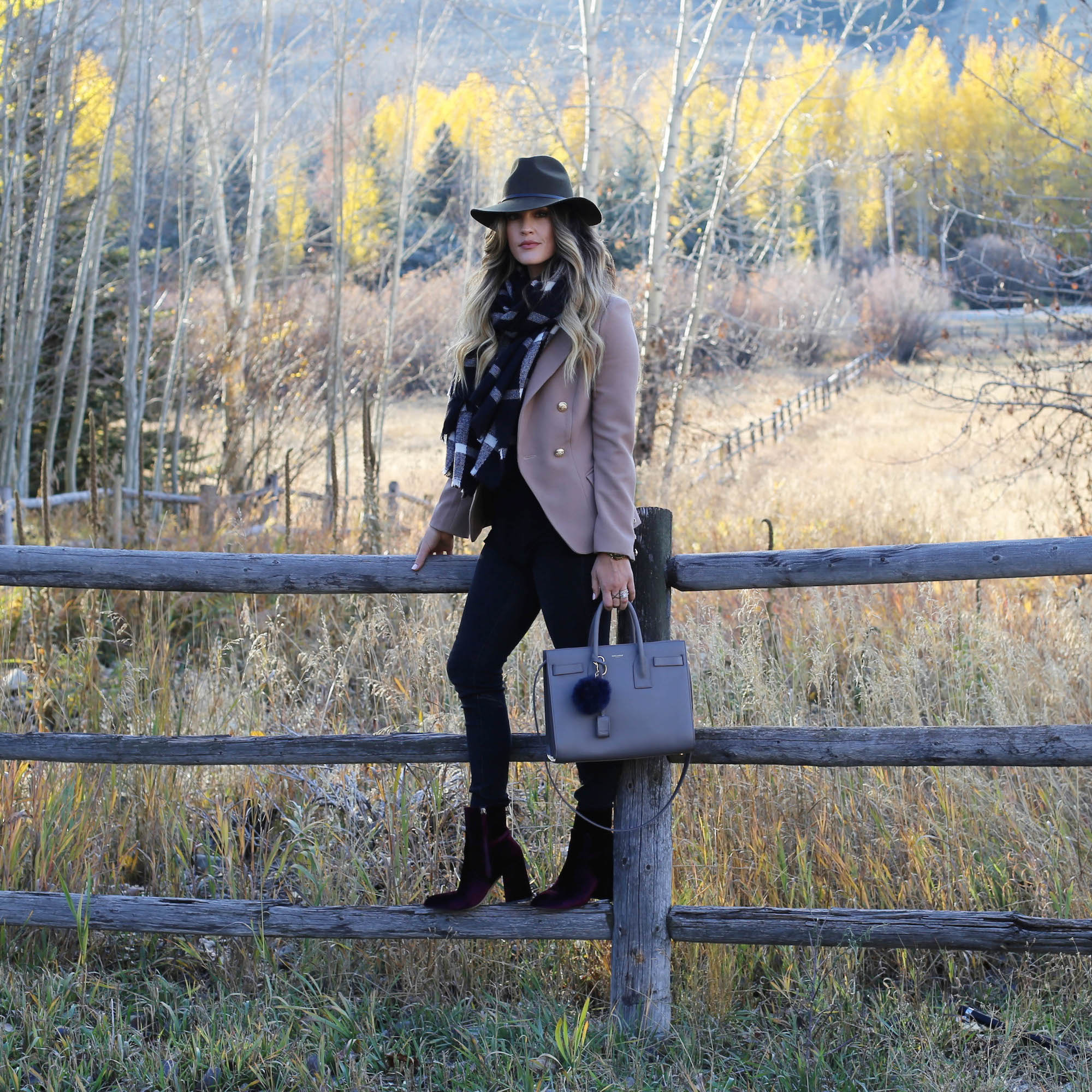 double breast blazer scarf styled by kasey 