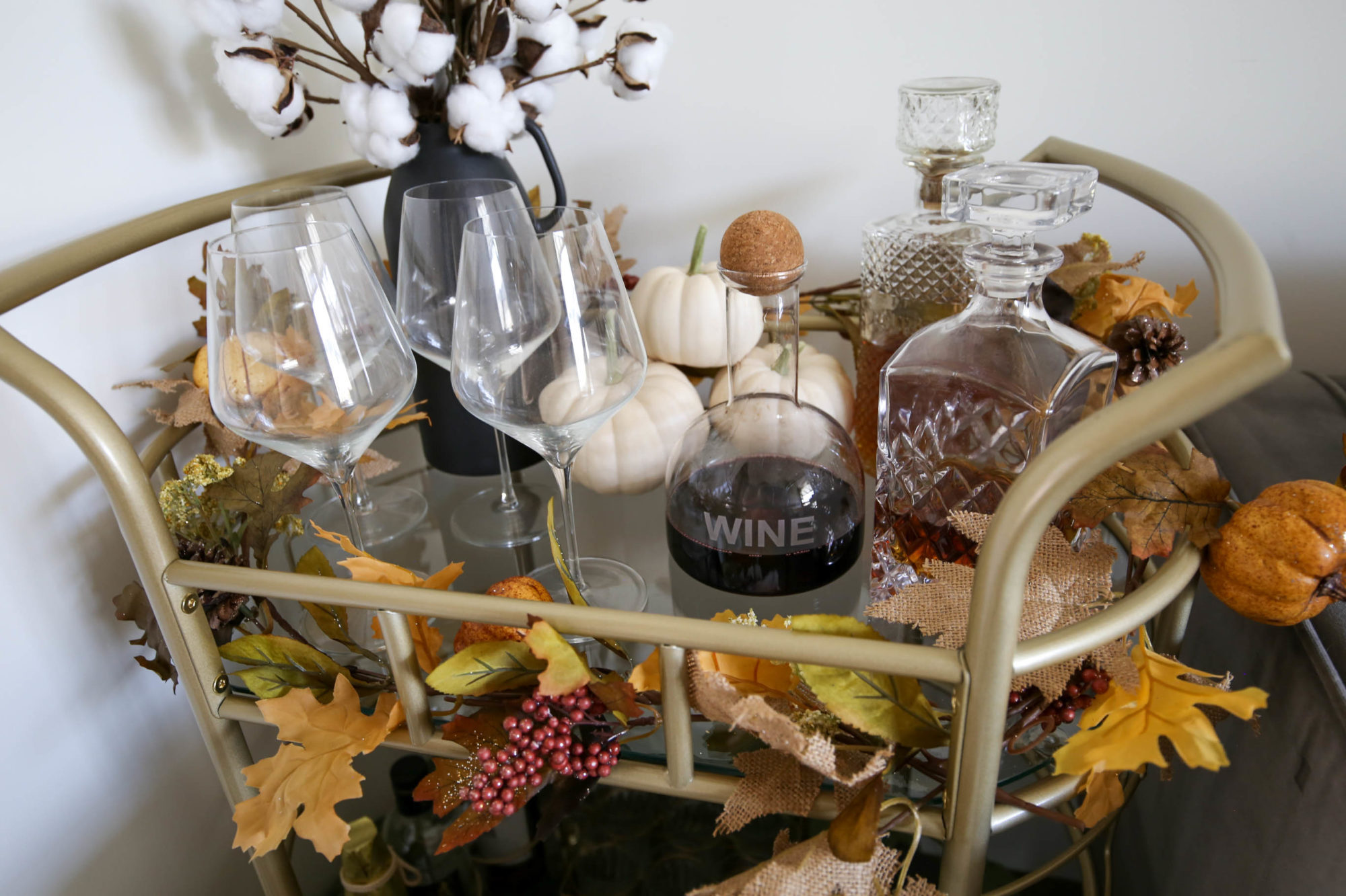 fall bar cart styling