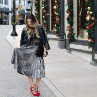 holiday metallic skirt styled by kasey