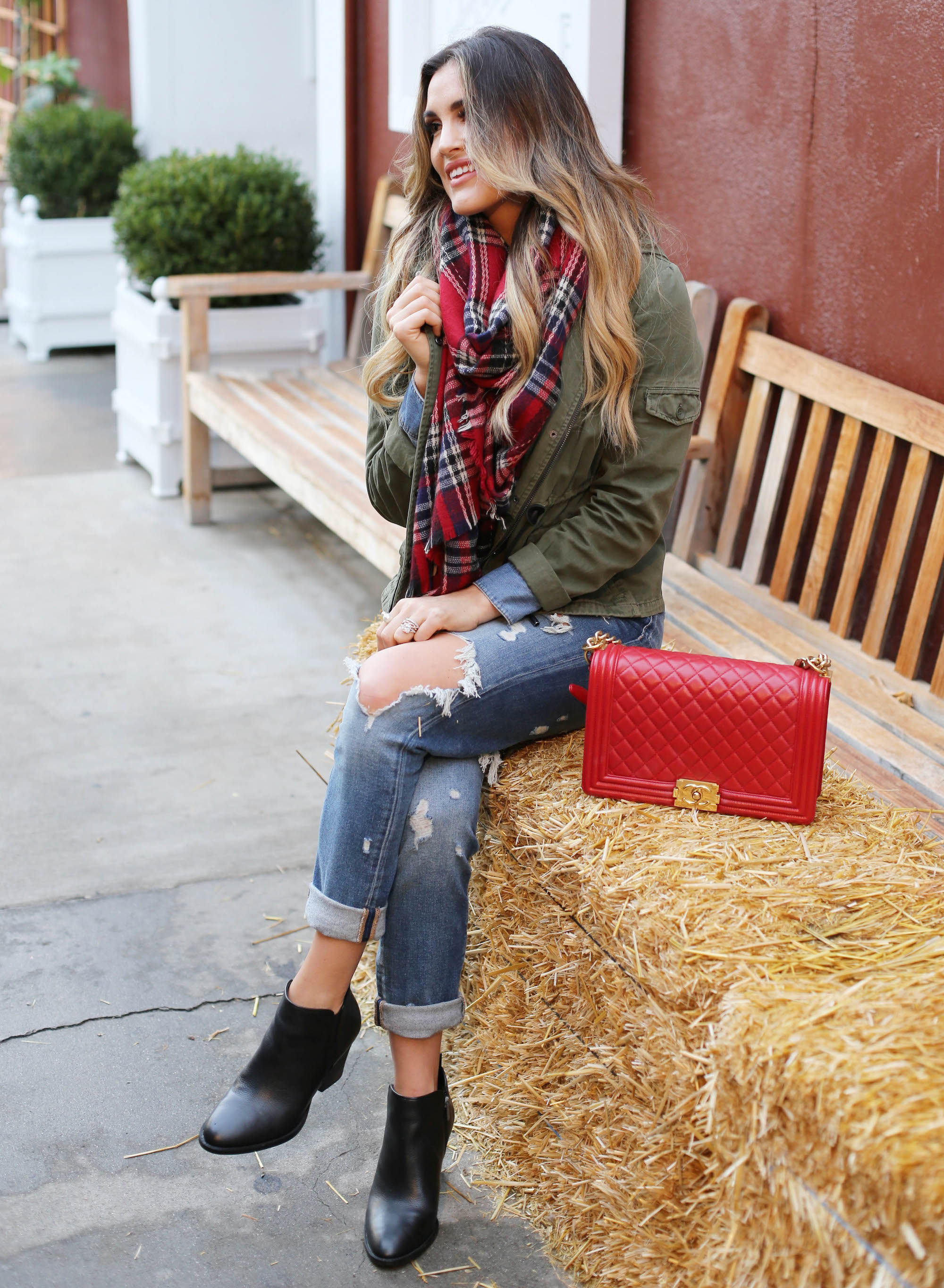 plaid boyfriend jean vince camuto boots