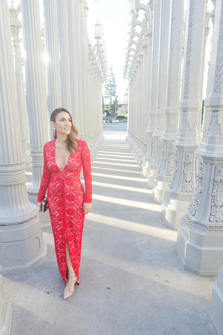 red lace dress styled by kasey 