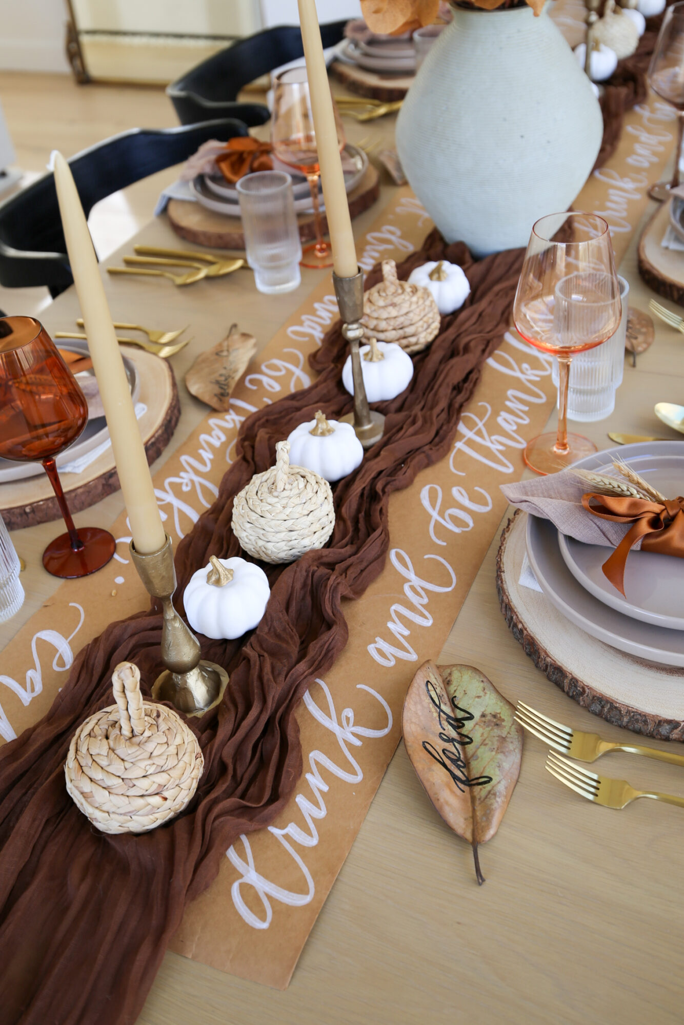 brown and amber thanksgiving table