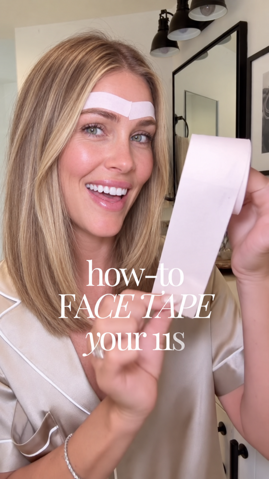 At 40 I’ve been face-taping my 11s for 2+ years —three or four nights a week with Japanese tape 🩹 Showing y’all how I do it!!🙆🏻‍♀️ 

Nighttime skincare first, wait about fifteen minutes, then apply and sleep in it overnight😴 The tape helps with blood flow and relaxes muscles to help soften those lines ✨ It’s not Botox (neurotoxin), but I’ve found it really helps to soften🙋🏻‍♀️

Comment “TAPE” for the exact Japanese face tape I use as well as details in my Face Taping 101 blog post 🤍

#FaceTaping #Facetape #CleanBeauty #nontoxicbeauty